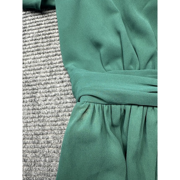 Showpo Dress Womens 6 Green Maxi Flutter Sleeve V Neck Ruched Waist Formal Gown - Picture 8 of 9